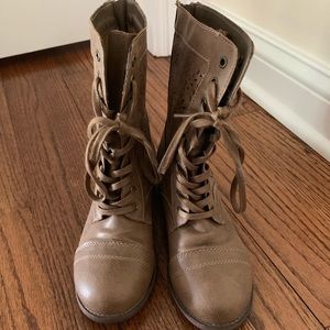 Shin-high Booties with Gold Accents